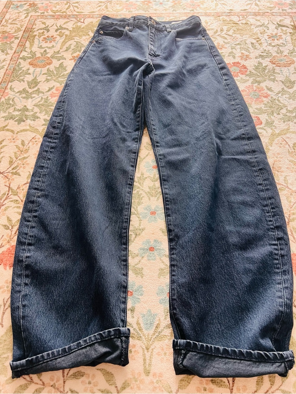 FRAME The Bubble high-rise barrel-leg jeans Dark Wash Size 23 - Picture 2 of 6